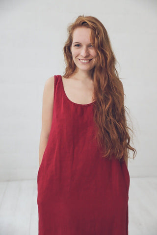READY TO SHIP Summer Sleeveless Linen Dress Old Linen Mill