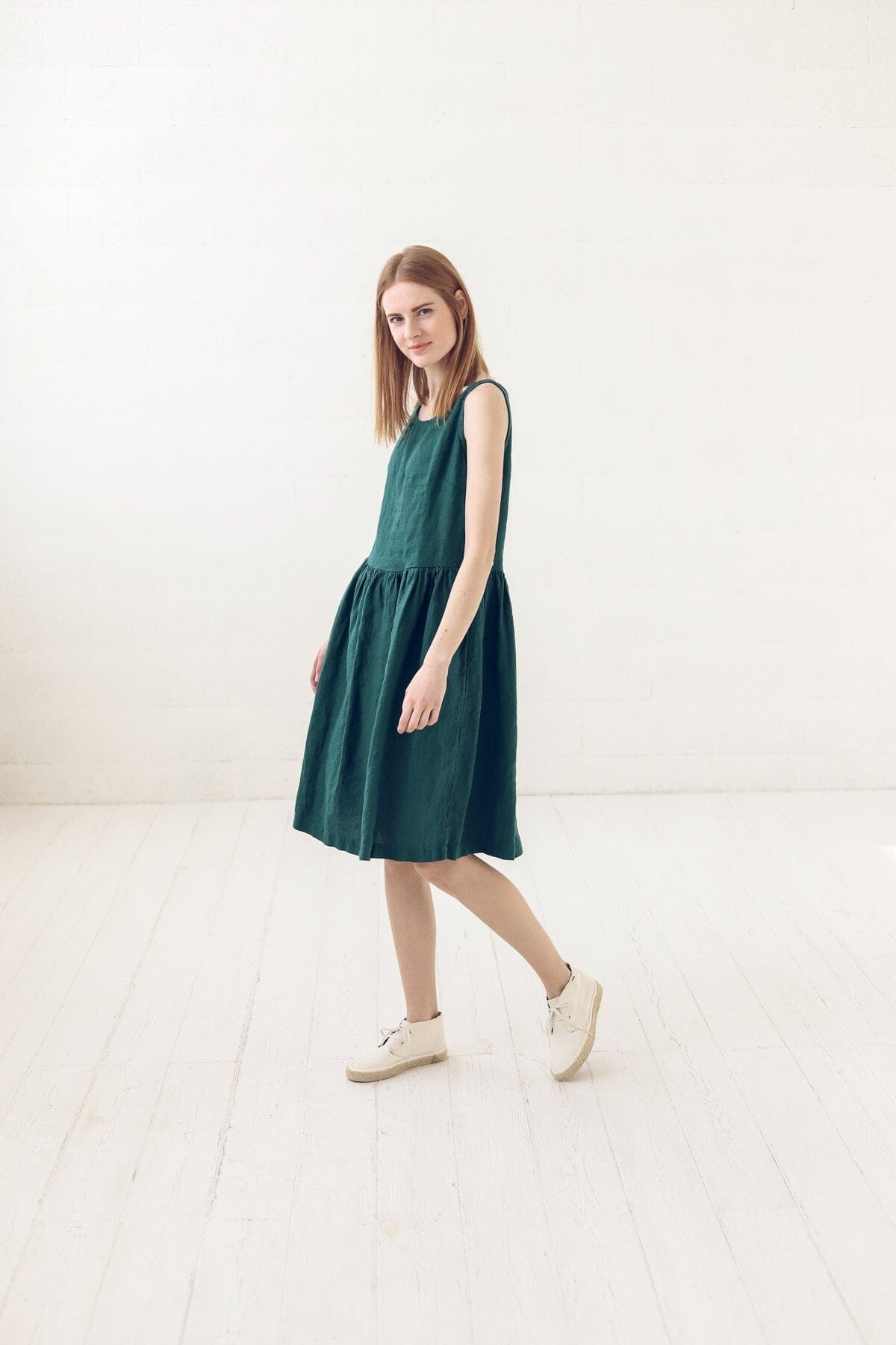READY TO SHIP Swing Linen Dress with Pockets Old Linen Mill