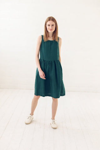 READY TO SHIP Swing Linen Dress with Pockets Old Linen Mill