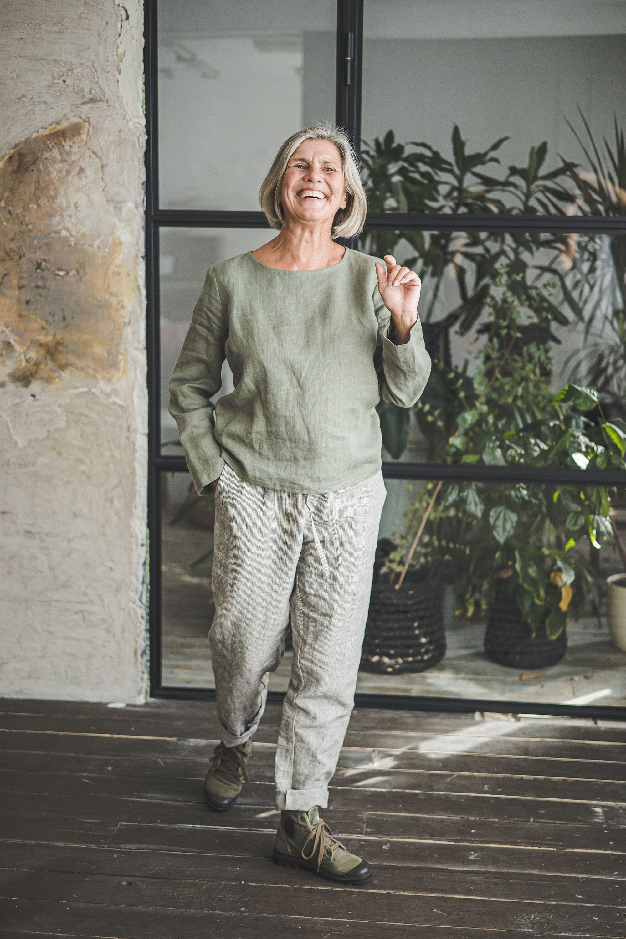 Relaxed Fit Linen Pants Old Linen Mill 