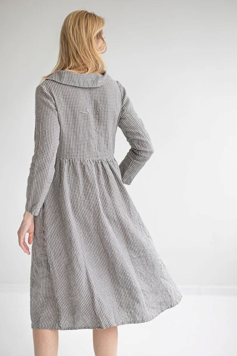Romantic Linen Collared Dress Old Linen Mill 