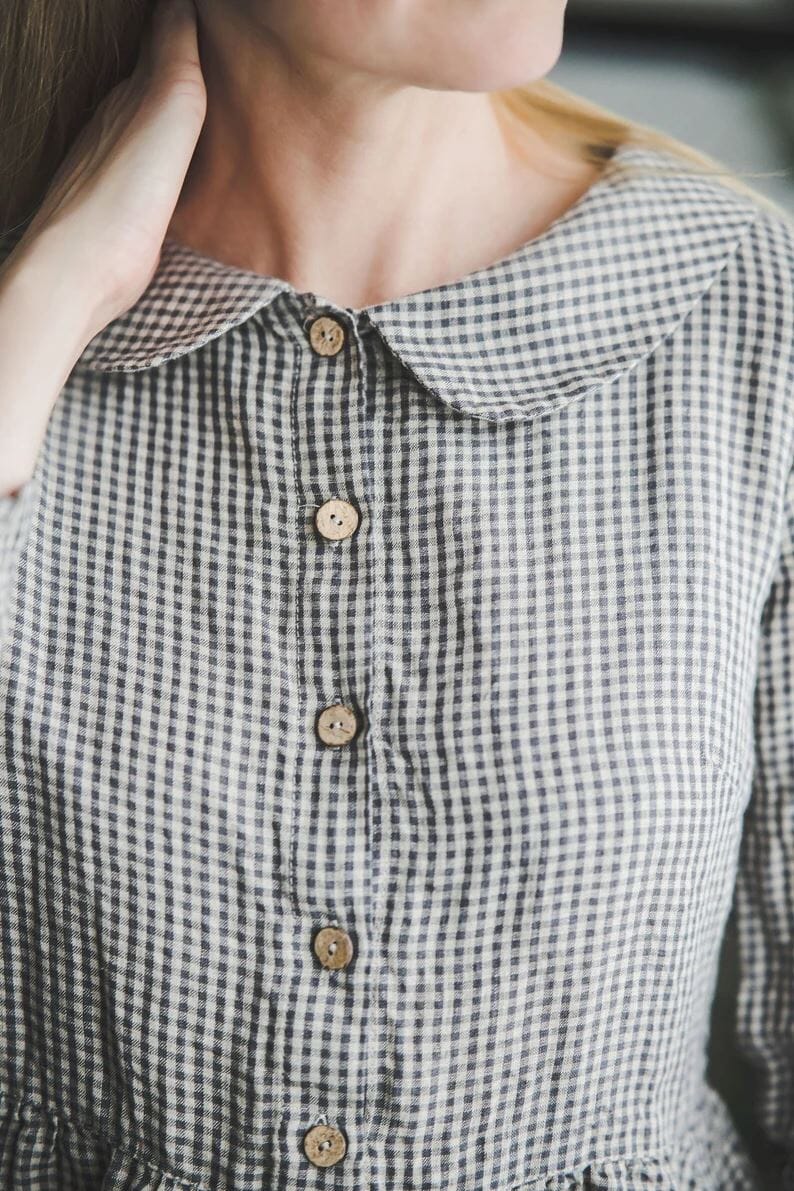 Romantic Linen Collared Dress Old Linen Mill 
