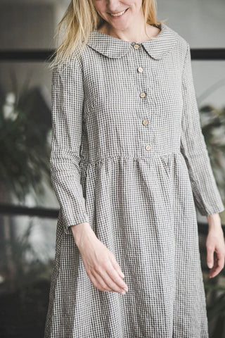 Romantic Linen Collared Dress Old Linen Mill 
