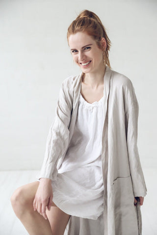 Romantic Linen Sleepwear Gift Idea Old Linen Mill Mellow Rose M/L 