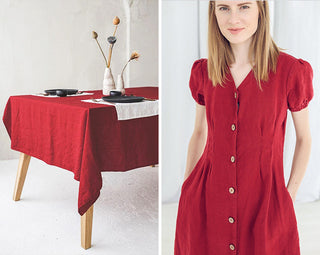 ruby red linen color - Old Linen Mill