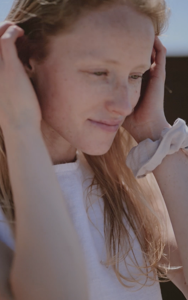 Set of 2 Handmade Linen Hair Scrunchies HRS01 Natural Linen Old Linen Mill