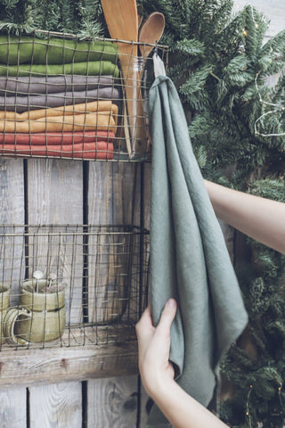 Set of 2 Linen Kitchen Towels Old Linen Mill 