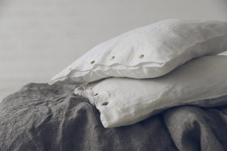 Set of 2 Linen Pillow Covers Old Linen Mill Ivory 51 x 66 cm; 20" x 26" 