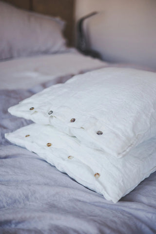 Set of 2 Linen Pillow Covers with Buttons Old Linen Mill