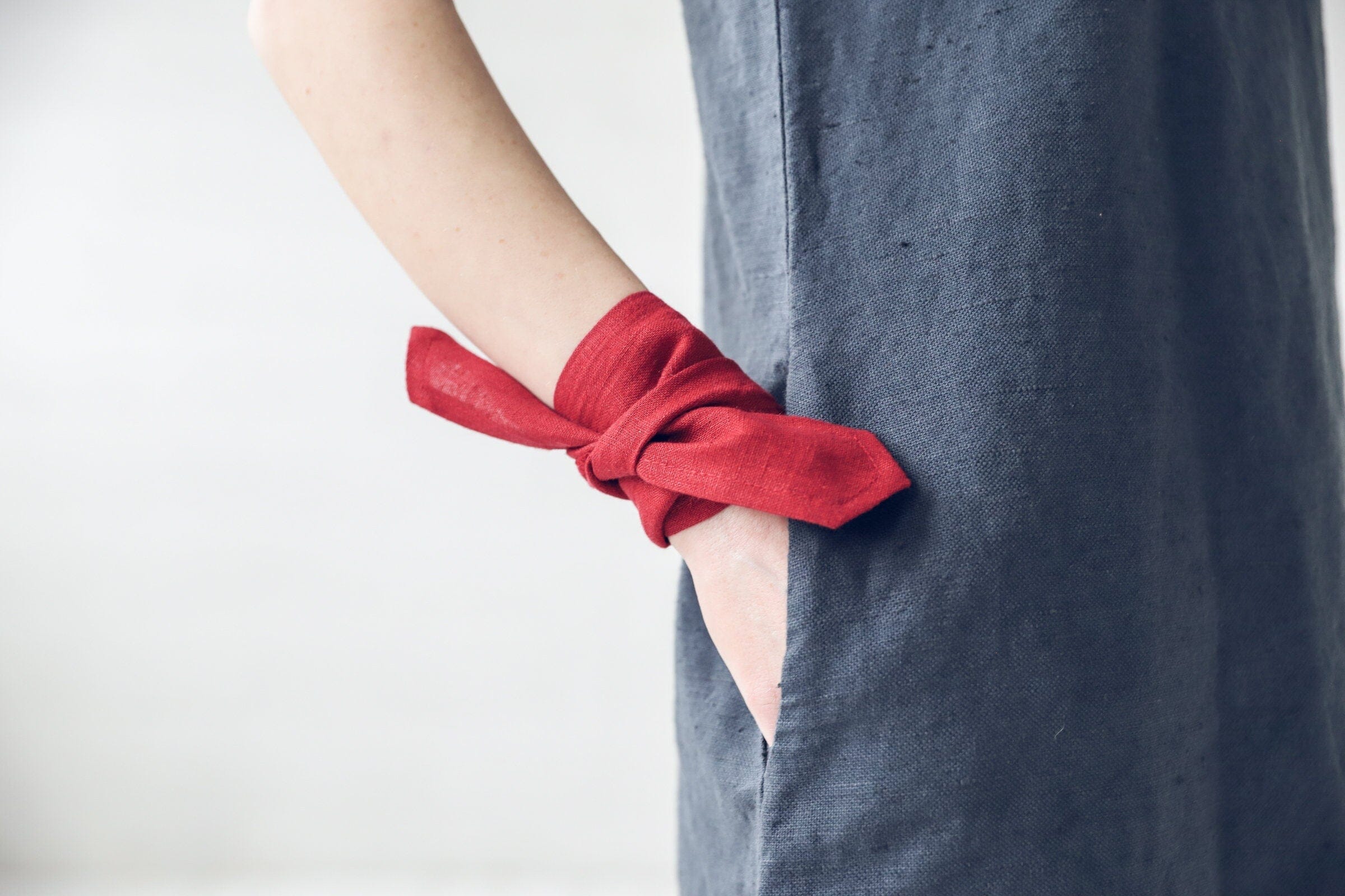 Set of 2 Multifunctional Linen Ribbon Scarf Old Linen Mill 