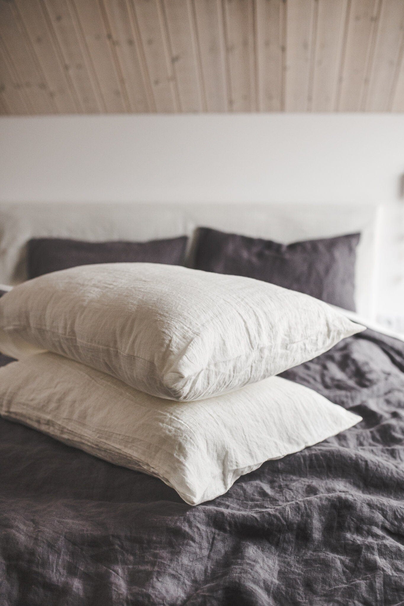 Set of 2 Natural Soft Washed Linen Pillow Covers Old Linen Mill 