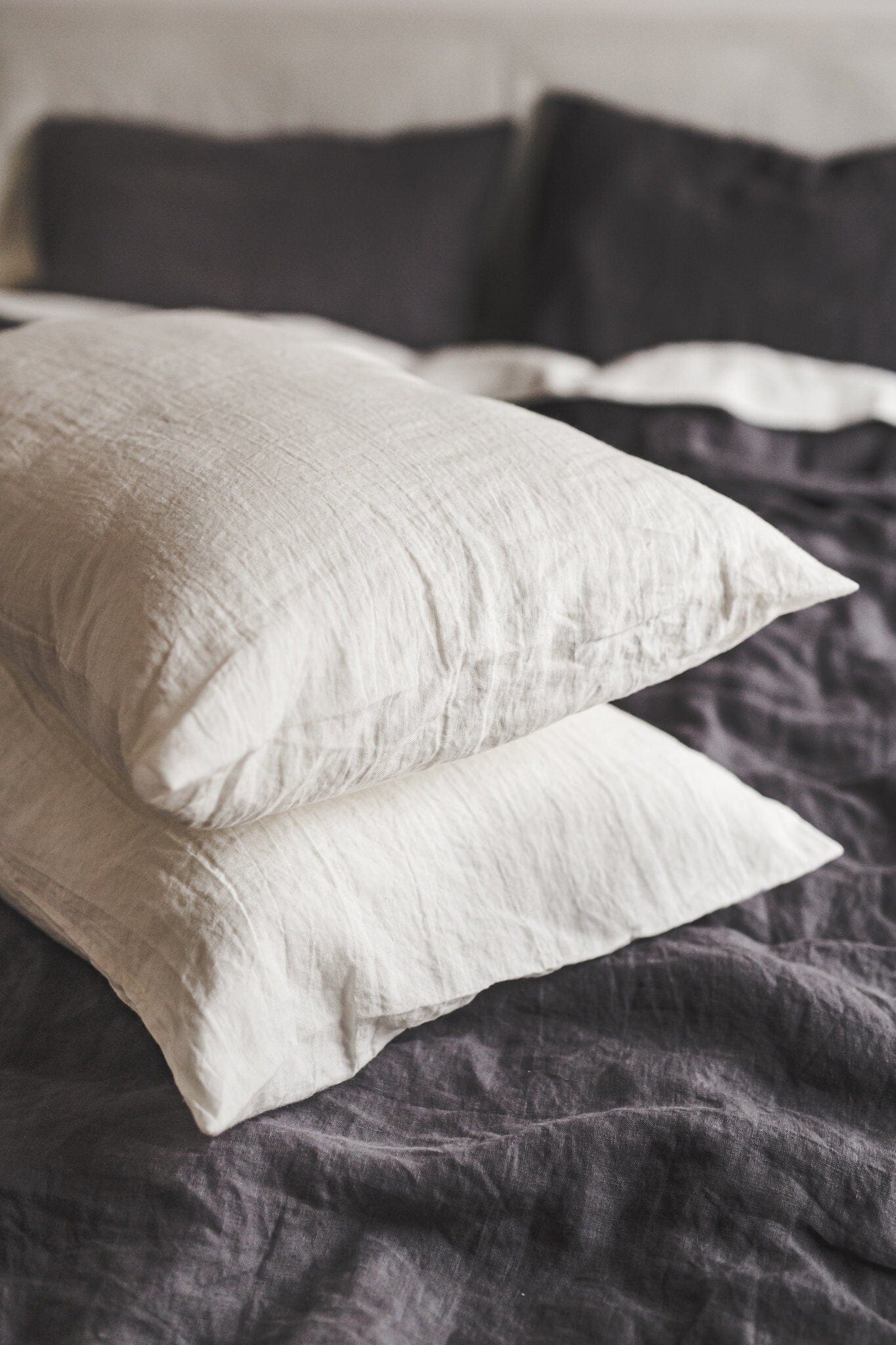 Set of 2 Natural Soft Washed Linen Pillow Covers Old Linen Mill 