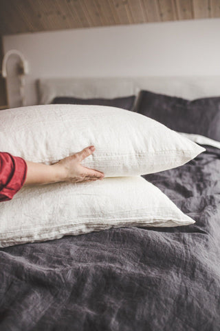 Set of 2 Natural Soft Washed Linen Pillow Covers Old Linen Mill Ivory 51 x 66 cm; 20" x 26" 