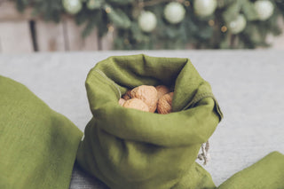 Set of 2 Reusable Storage Linen Bag Old Linen Mill Ivory 