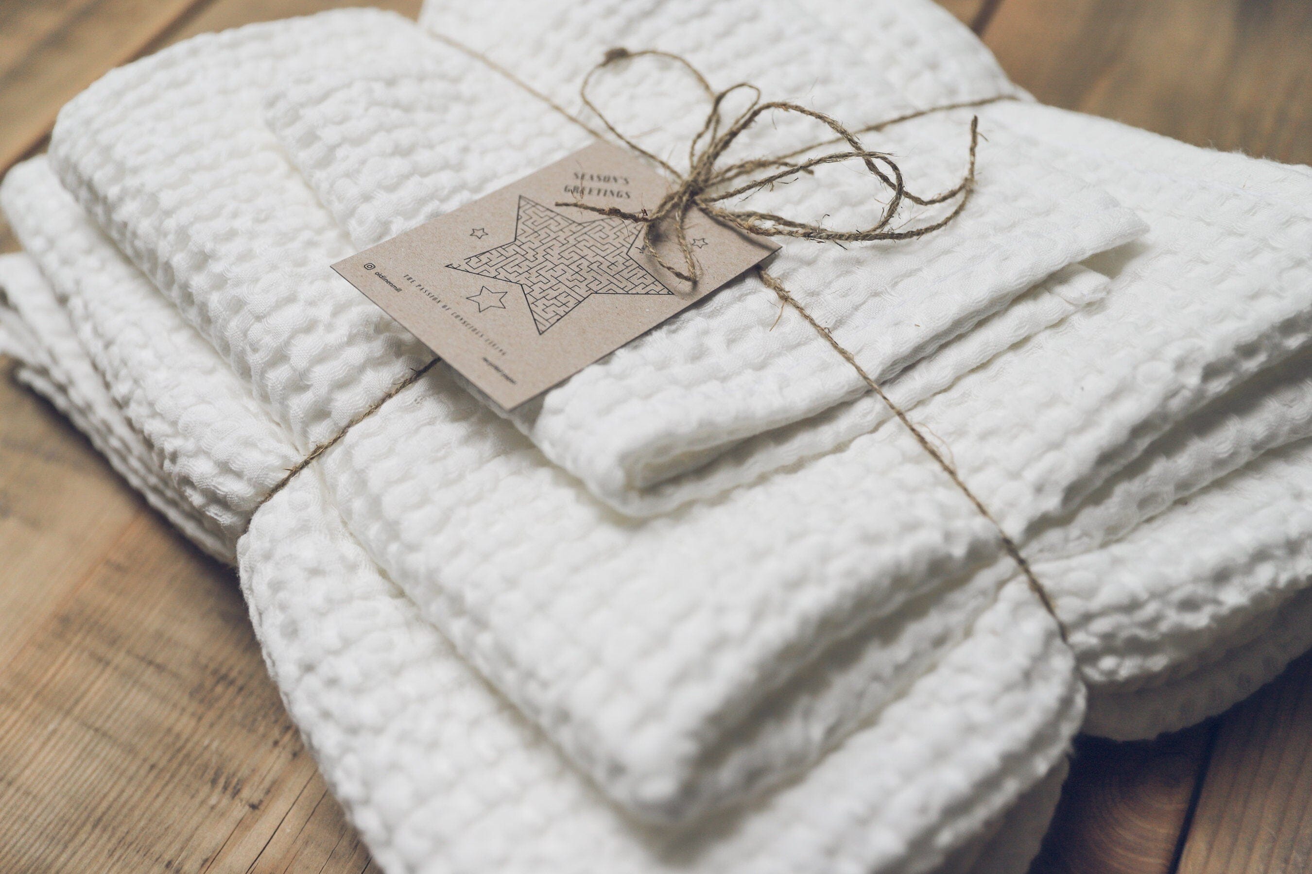 Set of 3 Absorbent Linen Towels Old Linen Mill 