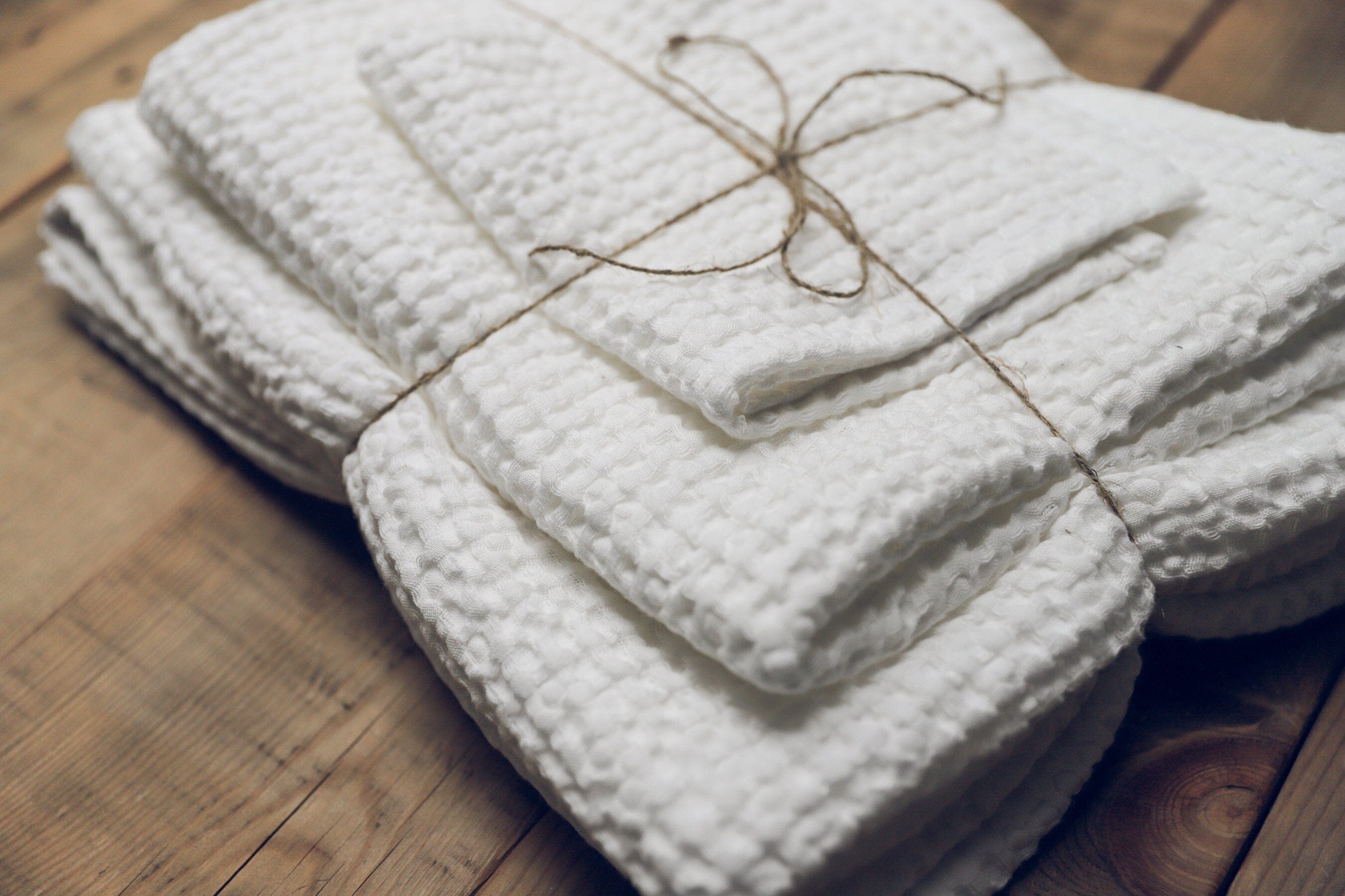 Set of 3 Absorbent Linen Towels Old Linen Mill White 