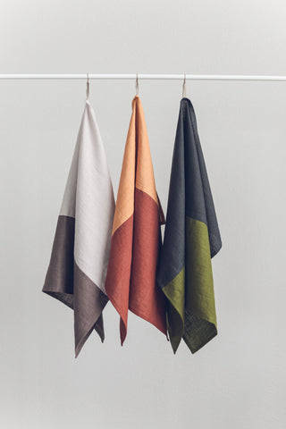 Set of 3 Colorful Zero Waste Tea Towels Old Linen Mill