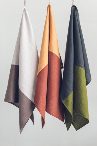 Set of 3 Colorful Zero Waste Tea Towels Old Linen Mill