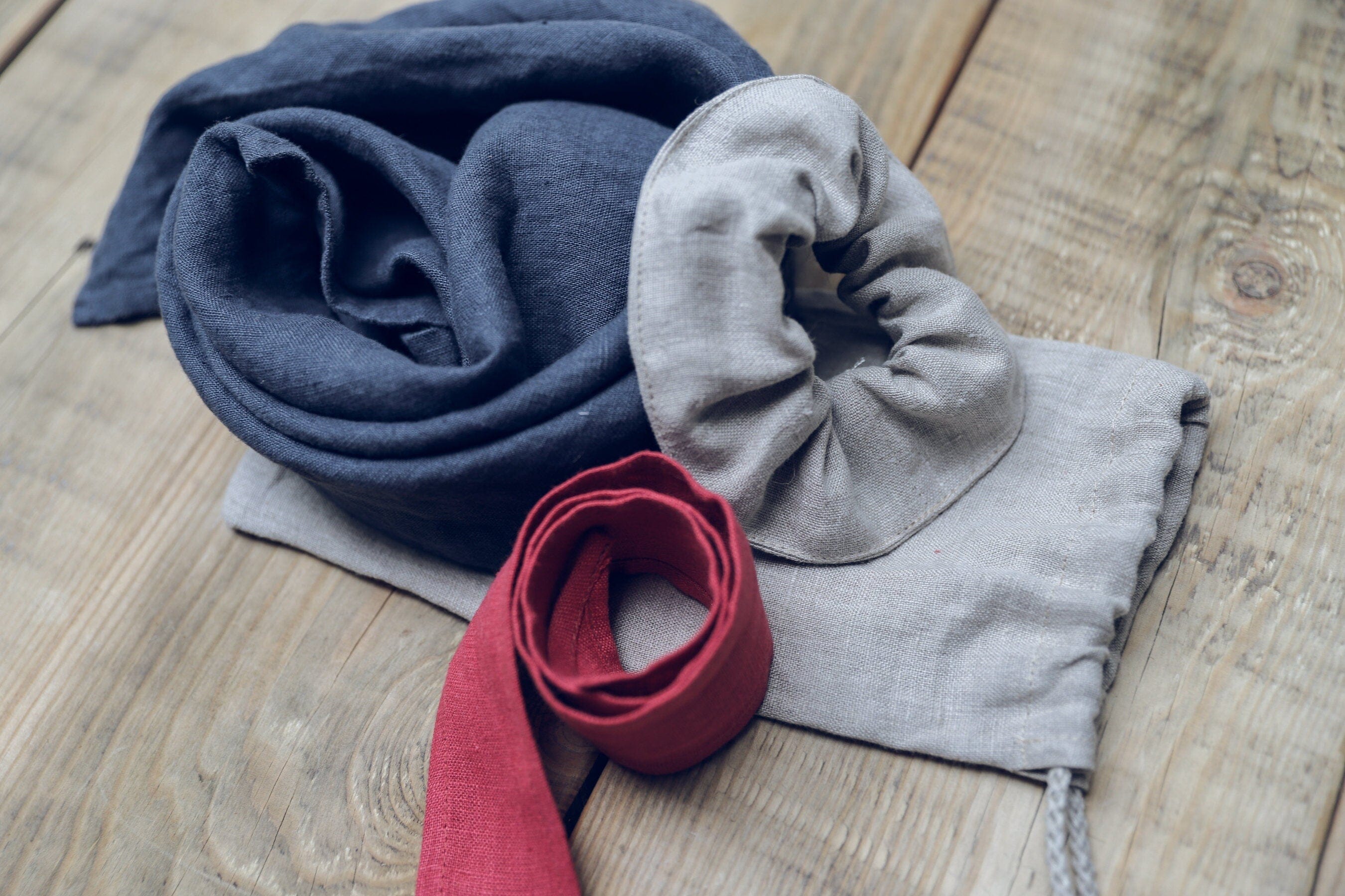 Set of 3 Linen Women Accessories Old Linen Mill 