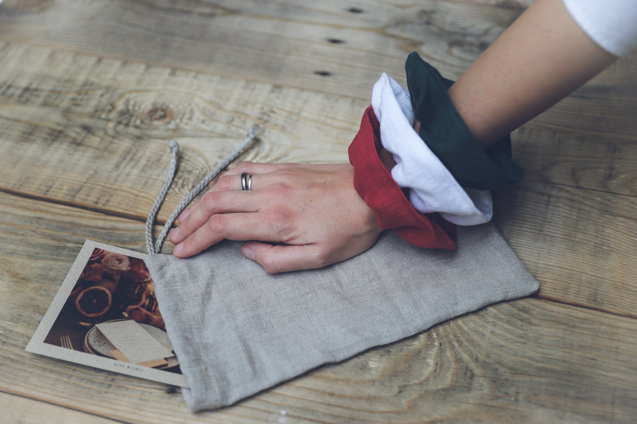 Set of 3 Small Linen Hair Ties Old Linen Mill 