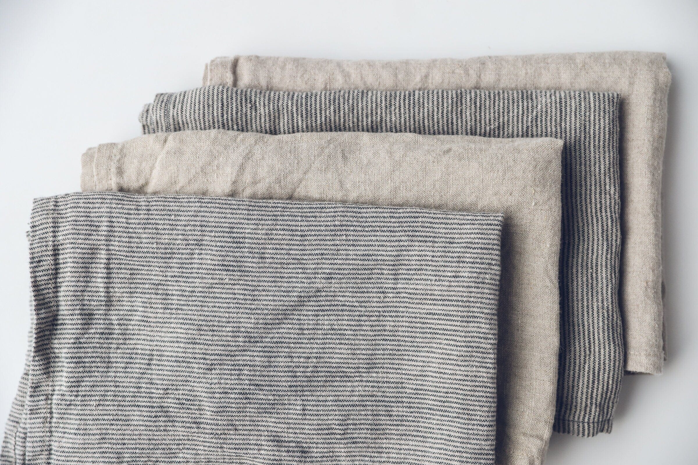 Set of 4 Natural Linen Tea Towels Set Old Linen Mill Towels No Gift Box 