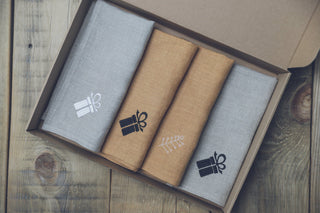 Sets of Handmade Gift Linen Table Napkins with Gift Box Old Linen Mill 