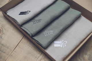 Sets of Handmade Gift Linen Table Napkins with Gift Box Old Linen Mill 