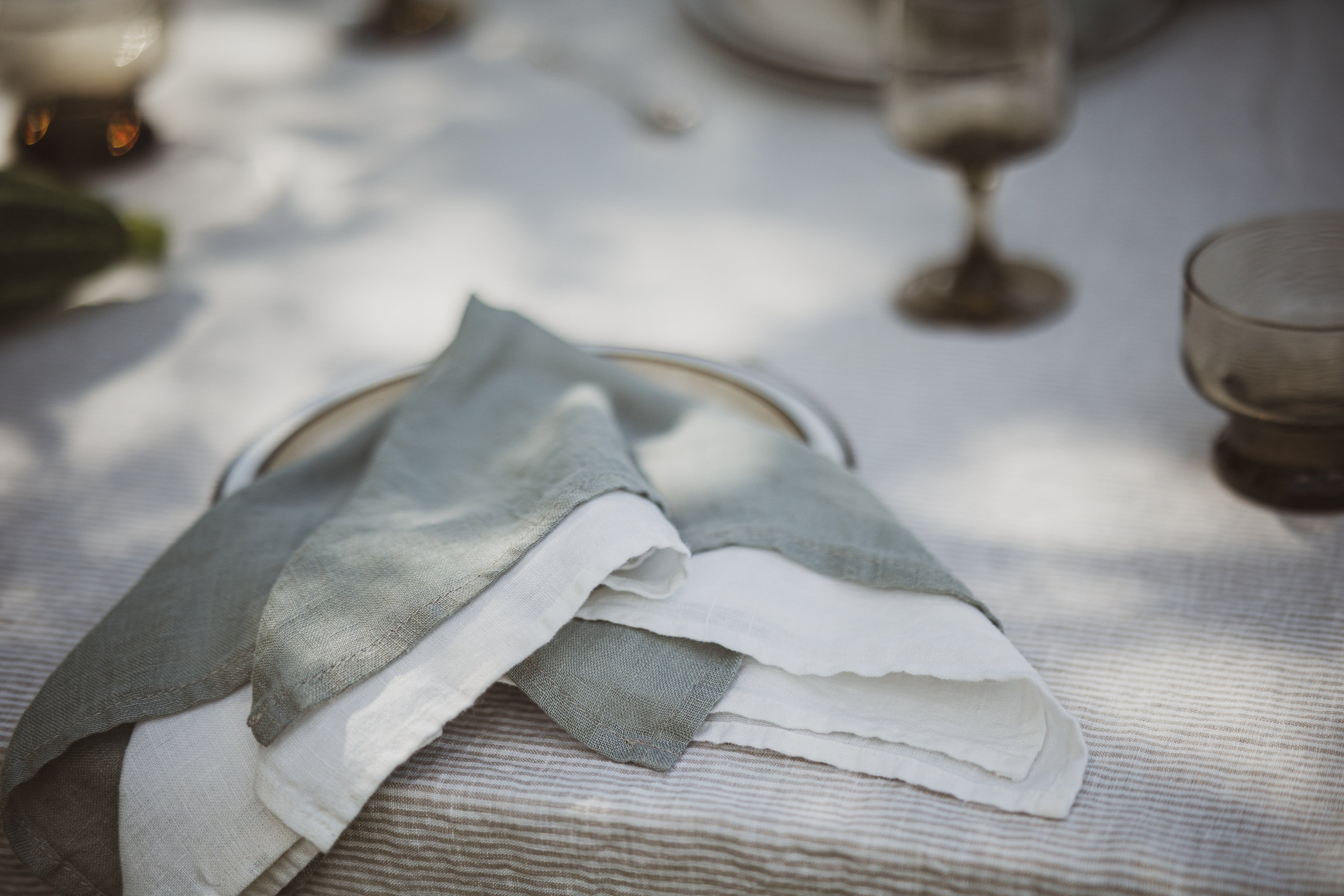 Sheer Gauze Linen Napkins Set of 2 TN Old Linen Mill