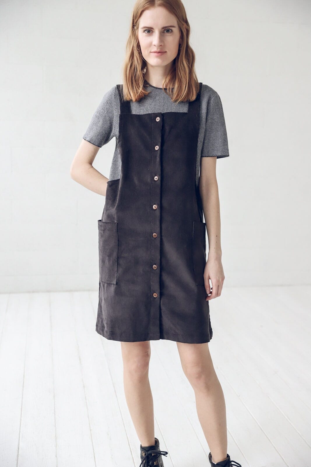 Short Cotton Black Dress for Women Old Linen Mill 