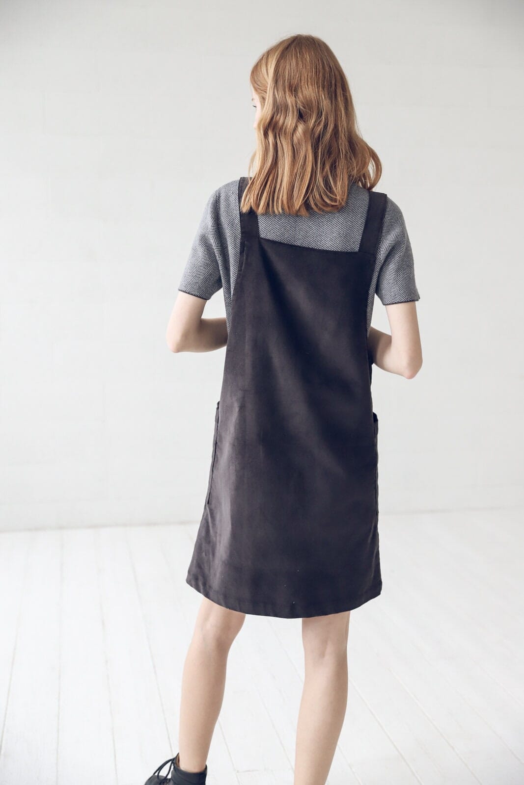 Short Cotton Black Dress for Women Old Linen Mill 