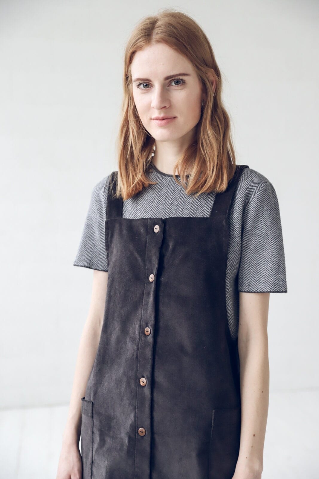 Short Cotton Black Dress for Women Old Linen Mill 