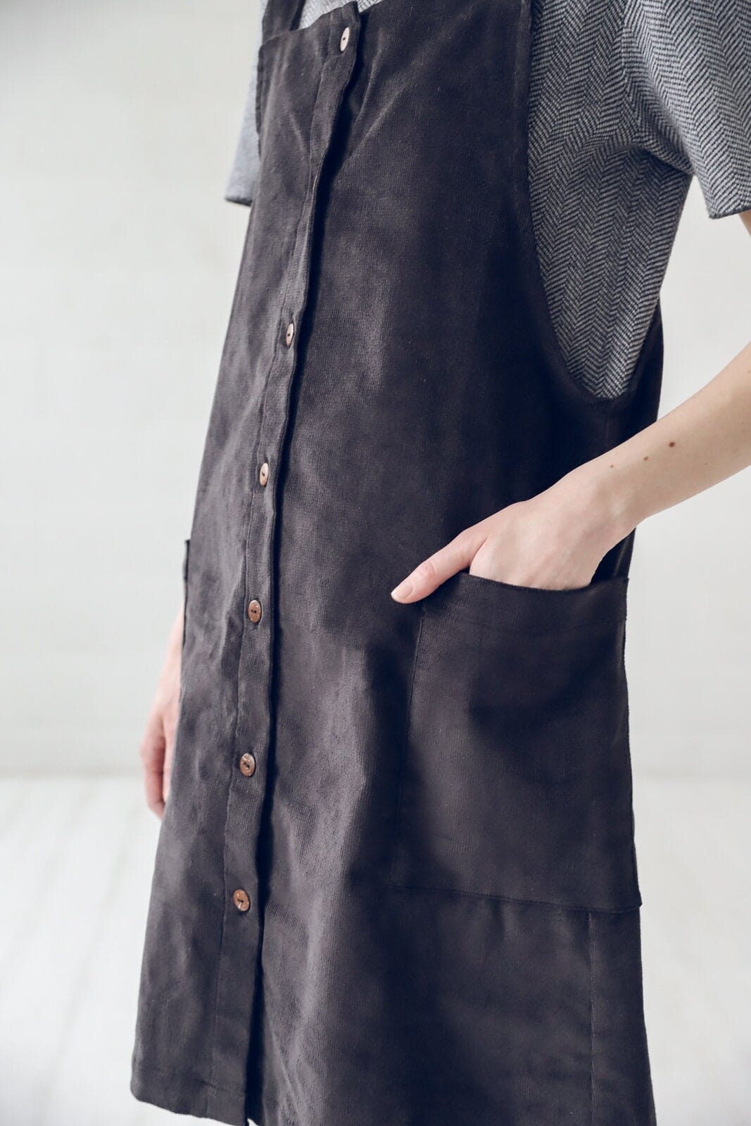 Short Cotton Black Dress for Women Old Linen Mill 