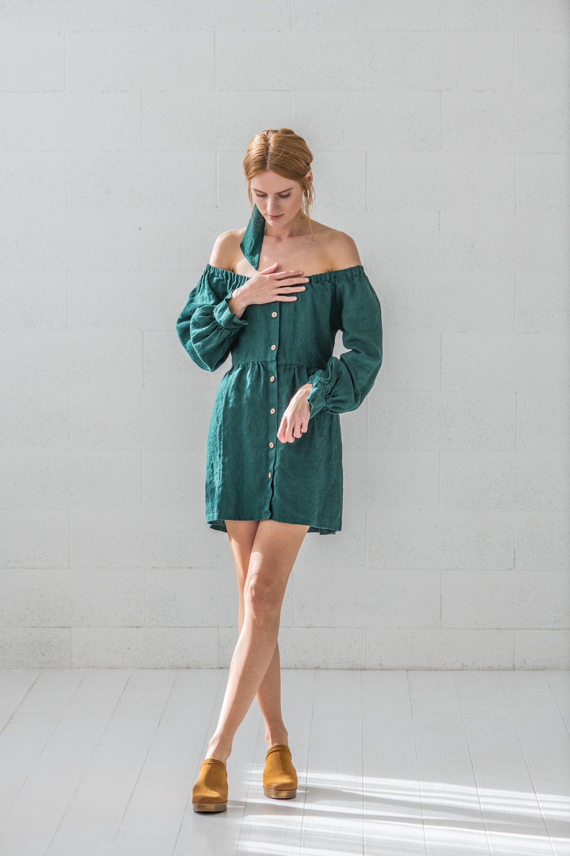 Short Linen Dress for Women Old Linen Mill 