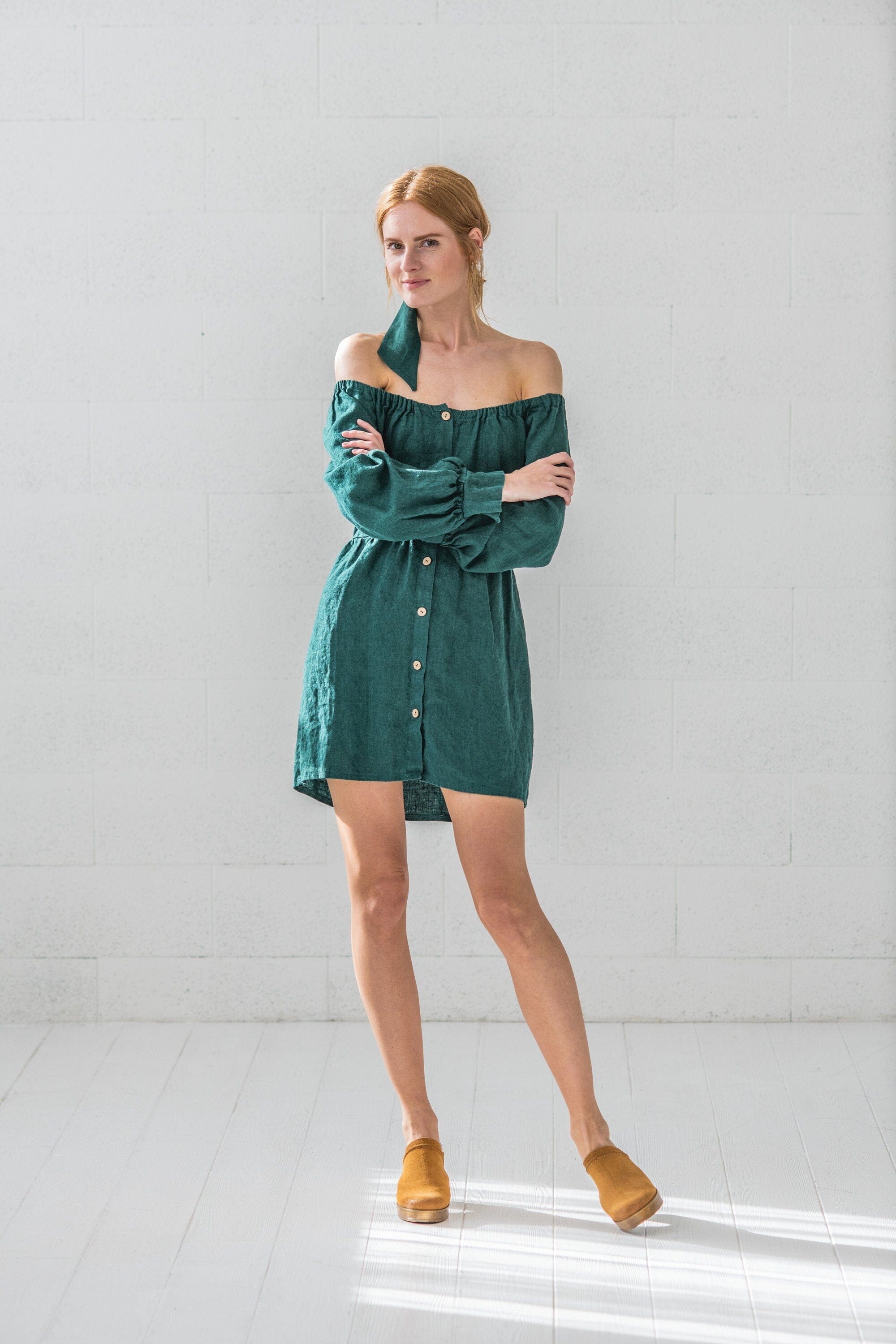 Short Linen Dress for Women Old Linen Mill 