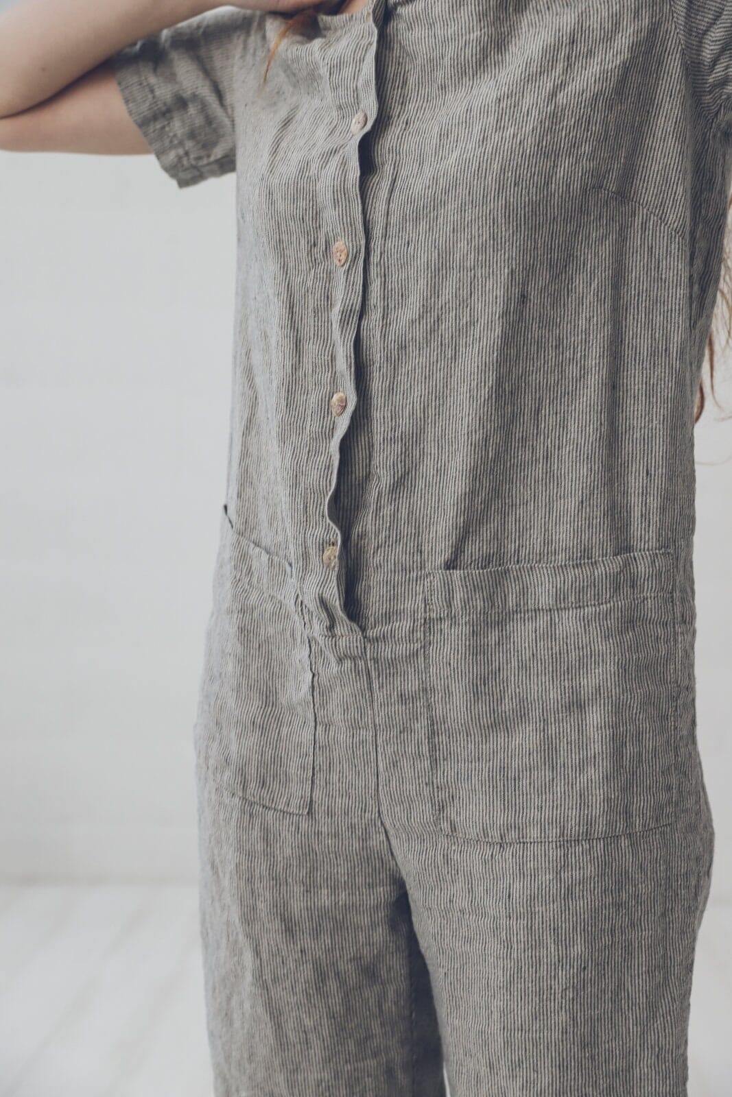Short Linen Jumpsuit Overall Old Linen Mill 