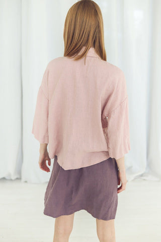 Short Linen Shirt for Women Old Linen Mill 