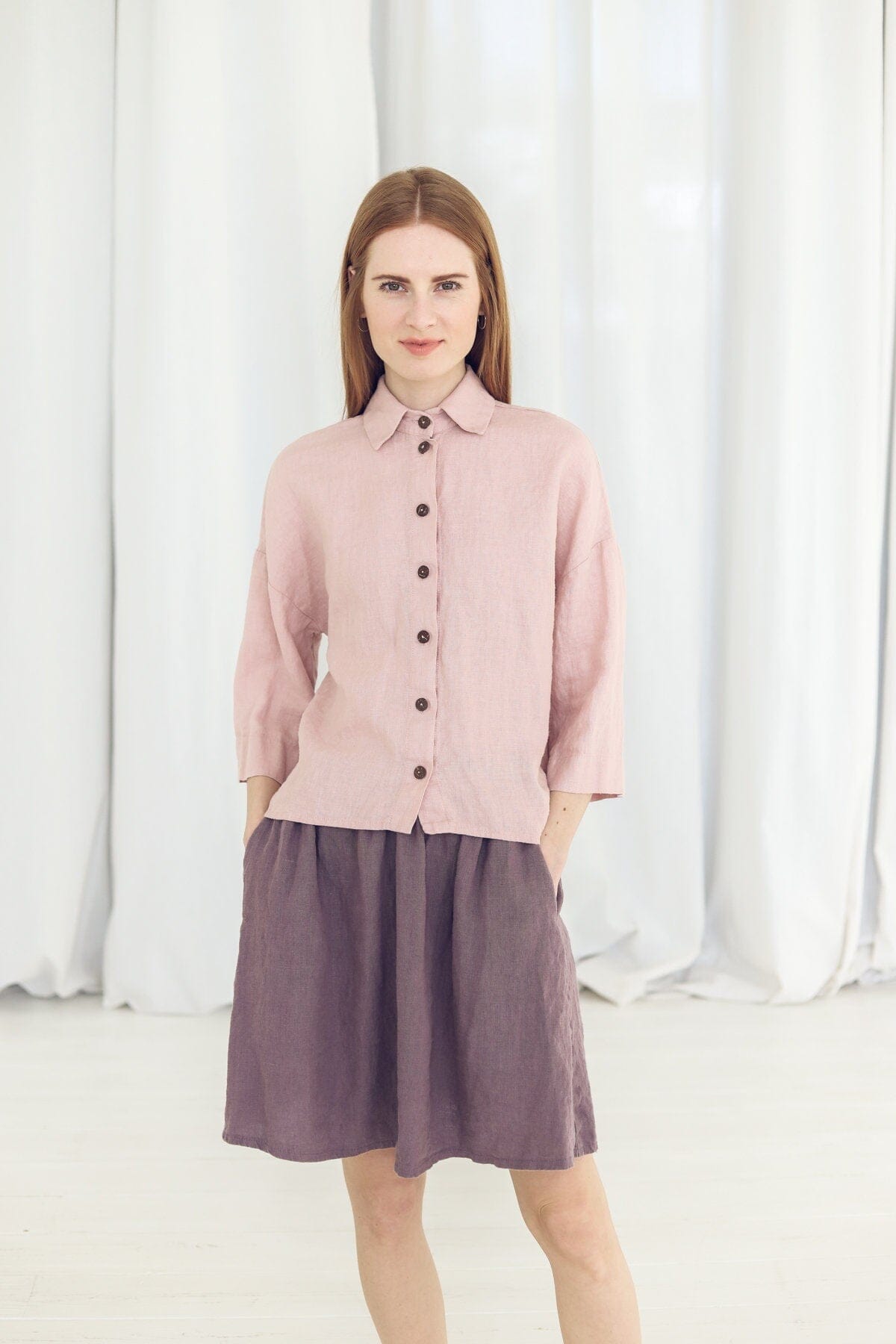 Short Linen Shirt for Women Old Linen Mill 