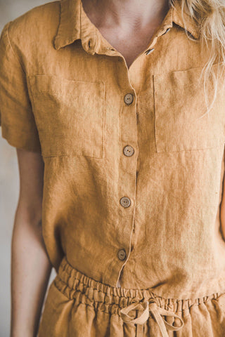 Short Linen Shirt Loose Style Old Linen Mill 