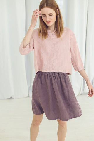 Short Linen Summer Blouse Old Linen Mill 