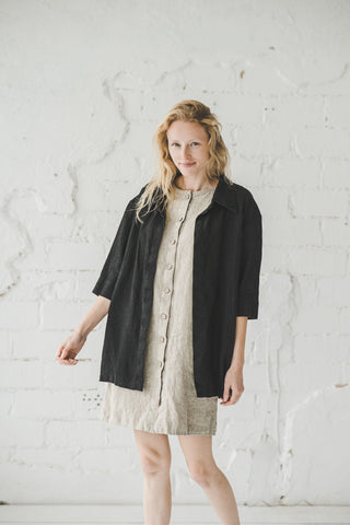 Short Shirt Linen Dress Buttons Down Old Linen Mill 