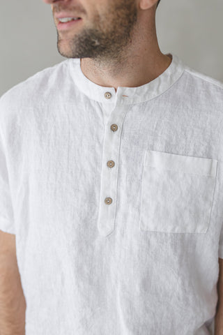 Short Sleeve Men's Linen Top Old Linen Mill