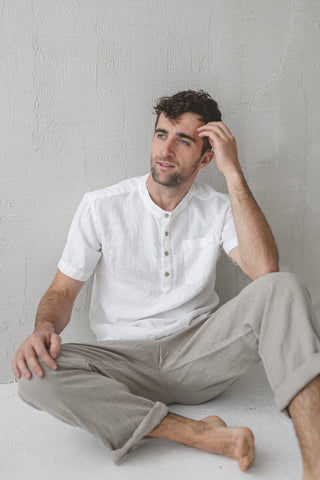 Short Sleeve Men's Linen Top Old Linen Mill