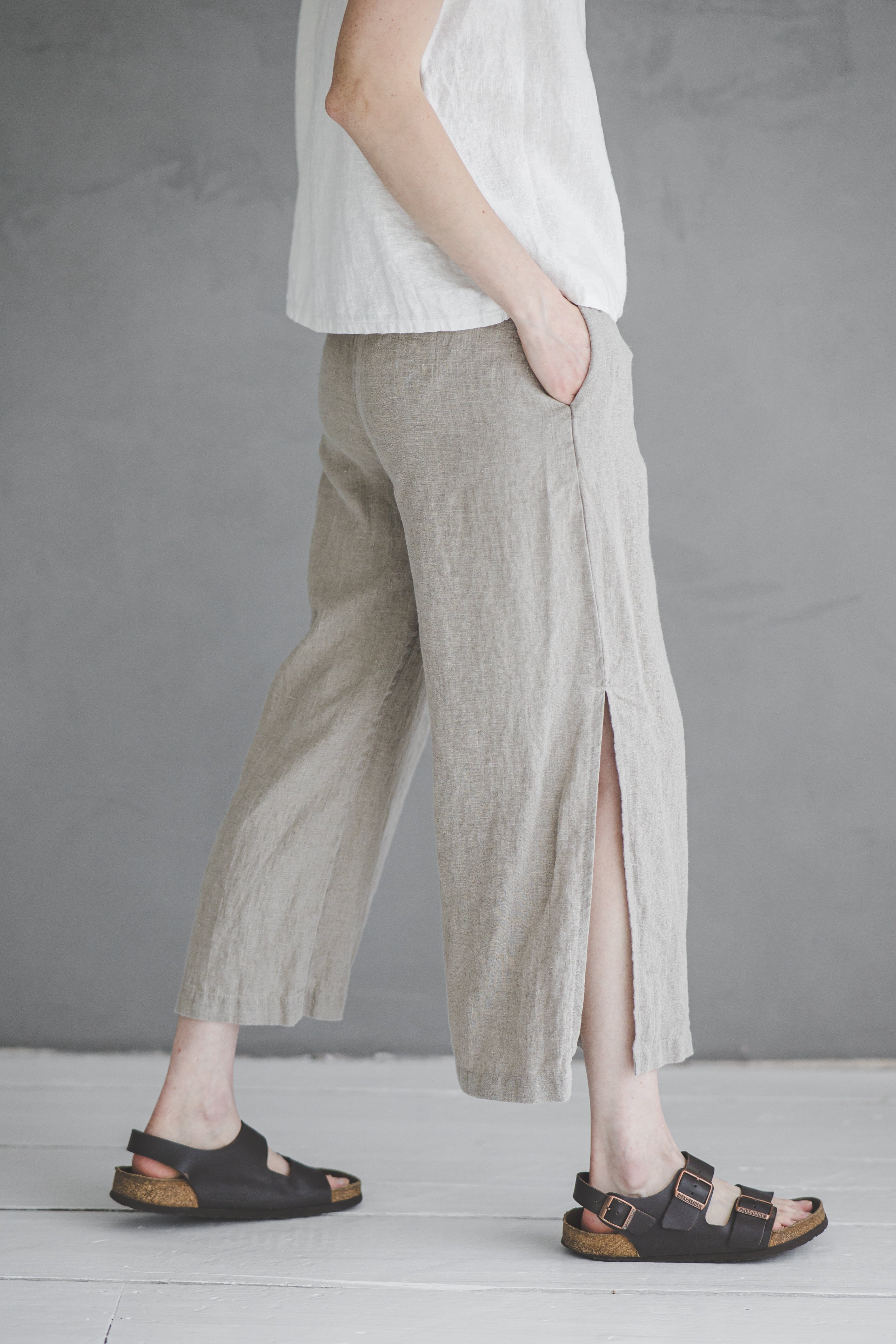 Linen Trousers with side slit – Old Linen Mill