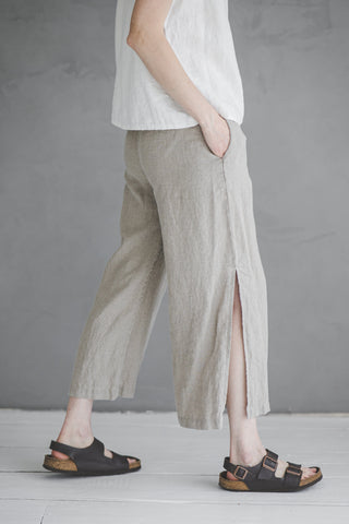 Side Split Wide Leg Pants Old Linen Mill