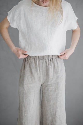 Side Split Wide Leg Pants Old Linen Mill
