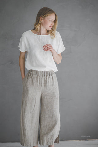Side Split Wide Leg Pants Old Linen Mill