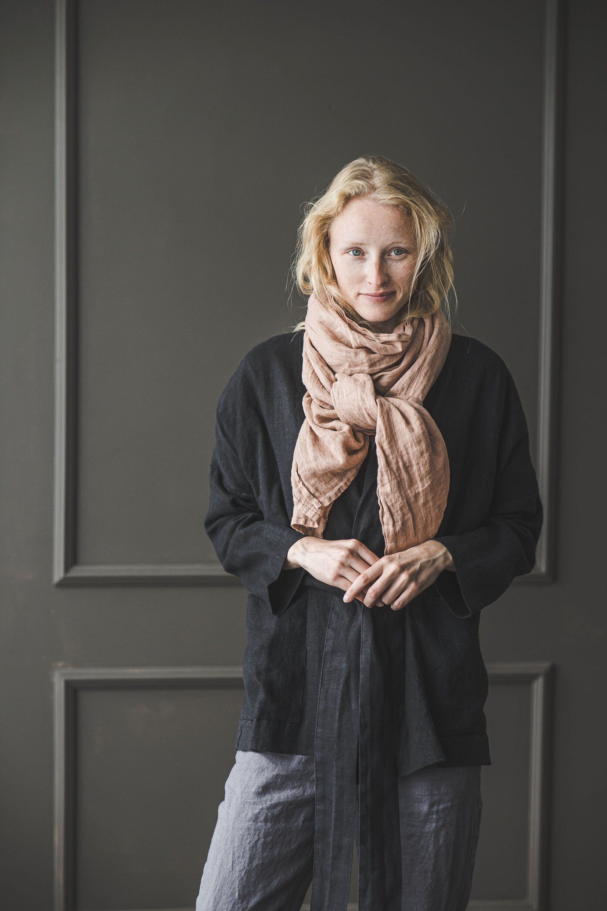 Simple Linen Black Jacket Old Linen Mill 