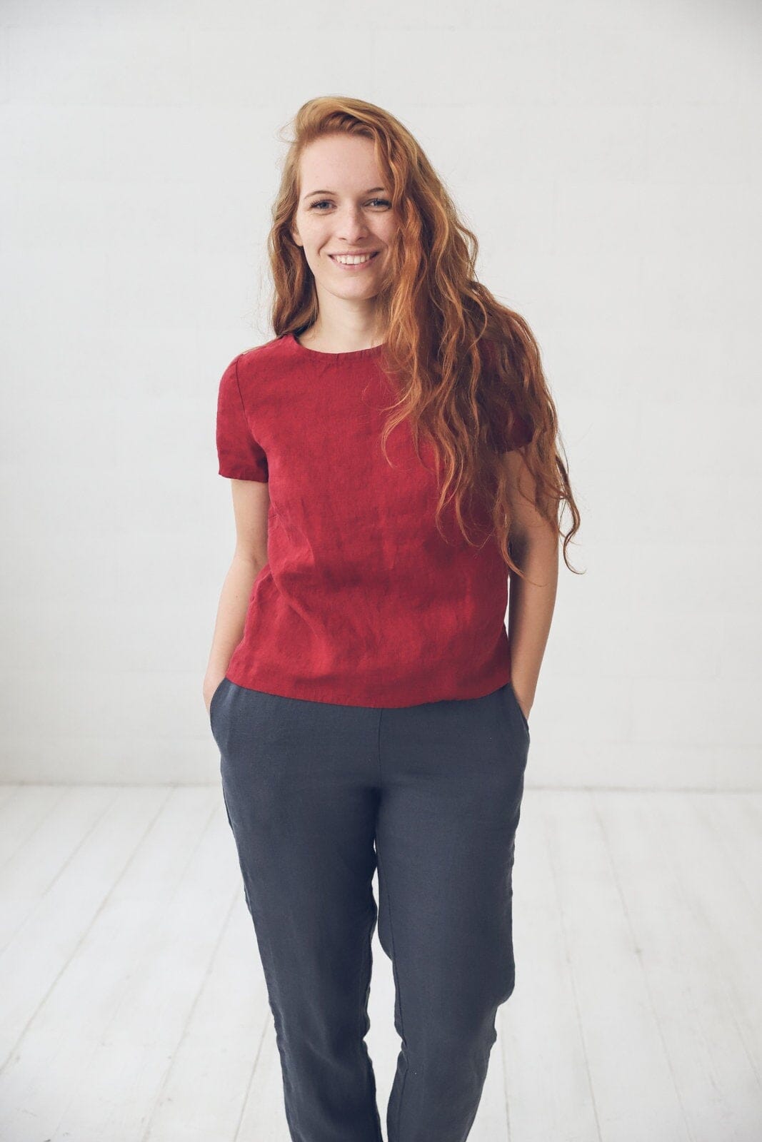 Simple Shape Linen Top Blouse Old Linen Mill 