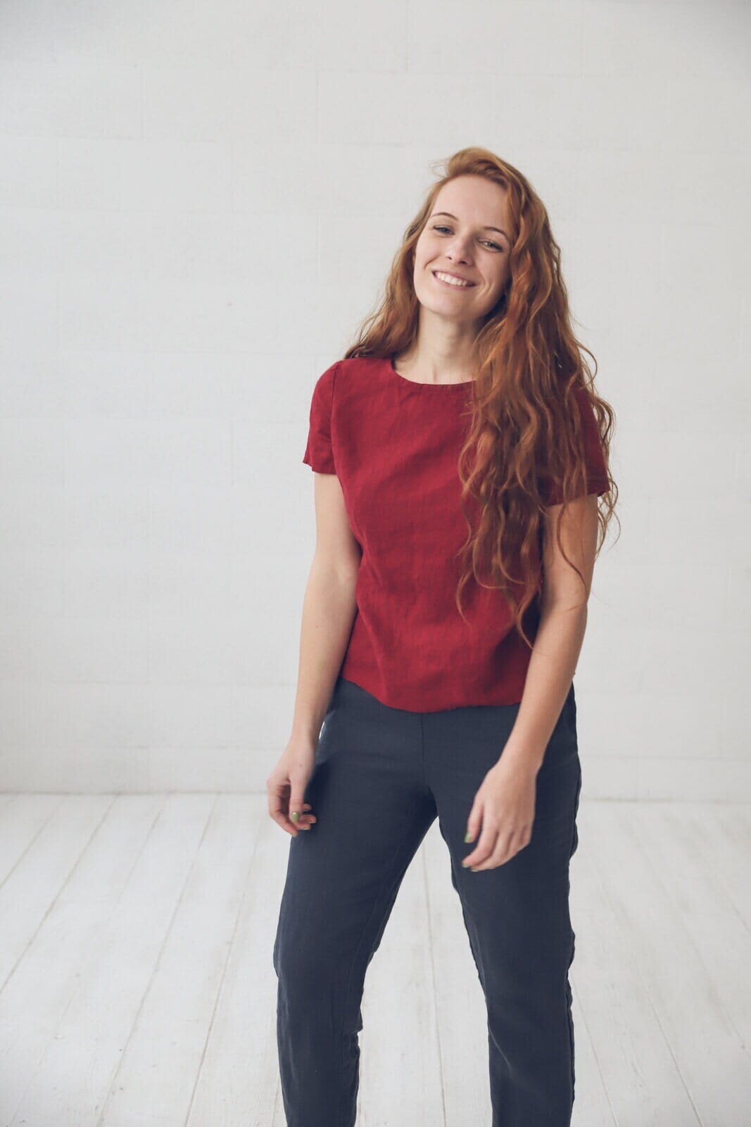 Simple Shape Linen Top Blouse Old Linen Mill 