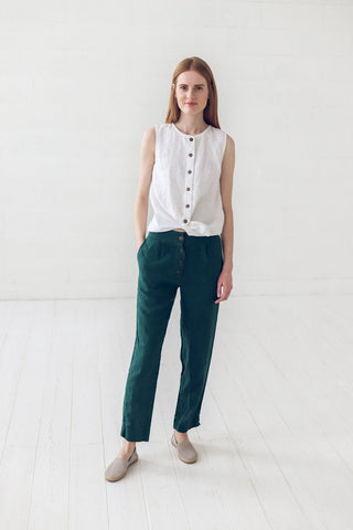 Sleeveless Classic Linen Women's Shirts Old Linen Mill 